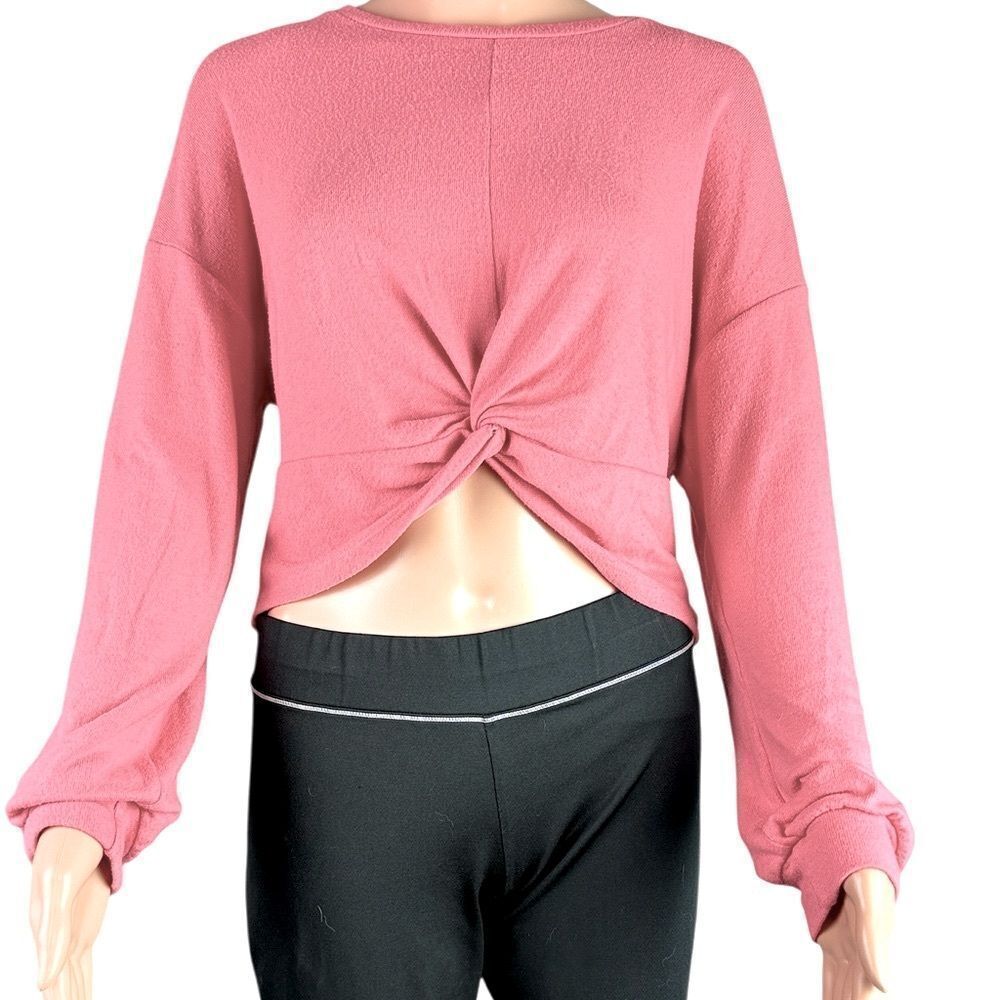 Beyond Yoga Orange Cropped Twist Hem Sweater